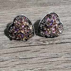 NEW Druzy Studs sparkly lilac heart earrin…